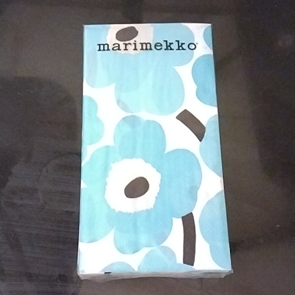 Marimekko Unikko Turquoise black Buffet paper Napkins - Picture 5 of 7